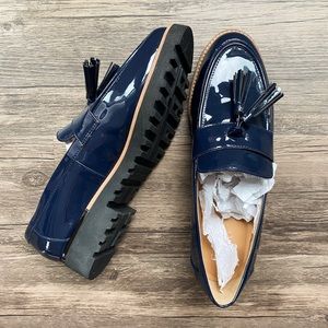 Franco Sarto Carolynn Loafer in Patent Navy NWT